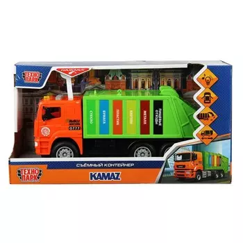 Инерционный транспорт с функциями "свет" или звук" KAMAZ, Технопарк KAMGARB-30PL-OGGN