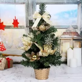 Ёлка декор 50 см снежинка золото