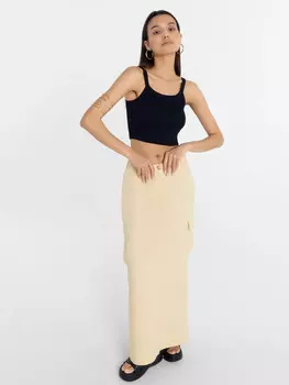 Юбка женская бежевая из вискозы и льна