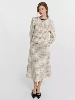 Юбка женская бежевая в клетку