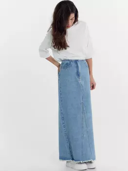 Юбка женская джинсовая макси в голубом цвете
