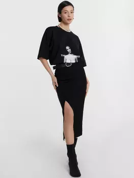 Юбка женская миди в черном цвете