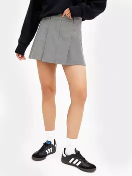 Юбка женская мини в складку в молочно-черную лапку