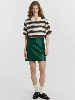 Юбка женская зеленая кожаная