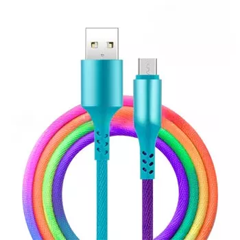 Кабель luazon, microusb - usb, 2 a, 1 м, оплетка нейлон, разноцветный