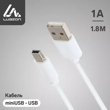 Кабель luazon, miniusb - usb, 1 а, 1.5 м, белый