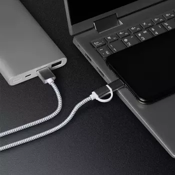 Кабель windigo, 2 в 1, microusb/lightning - usb, 2 а, нейлон оплетка, 1 м, белый