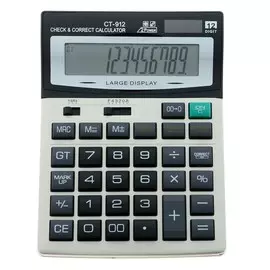Калькулятор настольный, 12 - разрядный, ct - 912, двойное питание, большой