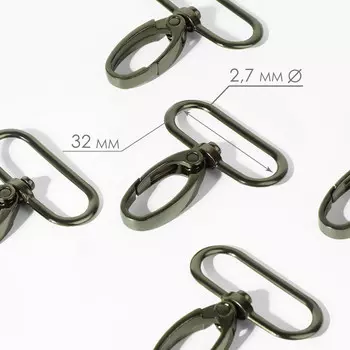 Карабин металлический, 45 38 мм / 32 2,7 мм, 10 шт, цвет черный никель