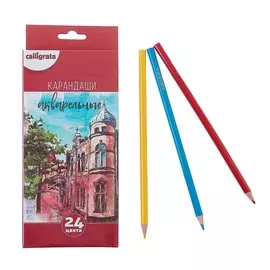Карандаши calligrata, цветные, акварельные, 24 цвета