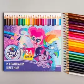 Цветные карандаши, 24 цвета, трехгранные, my little pony