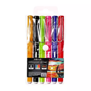 Карандаши цветные, вечные, 6 цветов, calligrata