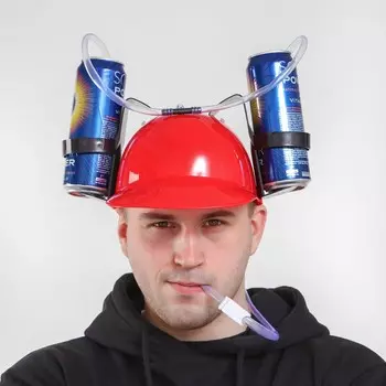 Карнавальная каска с отверстиями под банки, красная