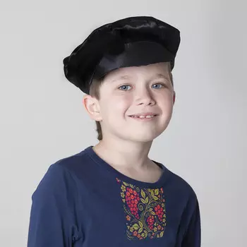 Карнавальный картуз, для мальчика, р. 53–55, черный, габардин