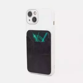 Картхолдер на телефон, кожа пулл-ап, цвет чёрный