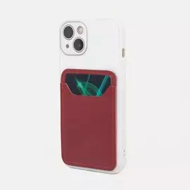 Картхолдер на телефон, кожа матовая, цвет красный