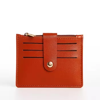 Картхолдер с монетницей на молнии, цвет рыжий