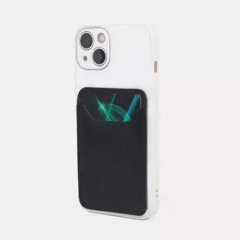 Картхолдер на телефон, кожа матовая, цвет черный