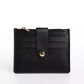 Картхолдер с монетницей на молнии, на 3 карты, черный