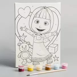 Картина по номерам, маша и медведь, 21 х 15 см