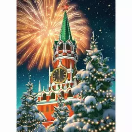 Картина по номерам на новый год на холсте с подрамником