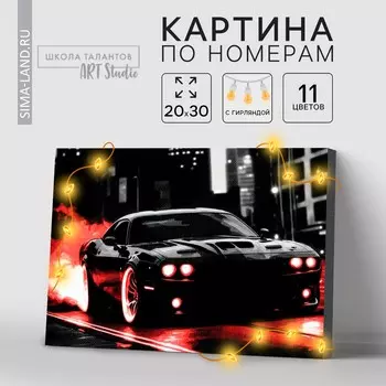 Картина по номерам с подрамником и гирляндой