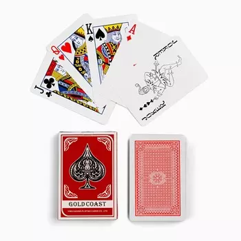 Карты игральные бумажные gold coast, 55 шт, 260 г/м2, красные, 5.7 х 8.7 см