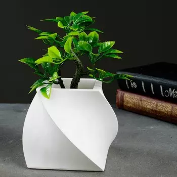 Кашпо башня белое, 12 х 12 х 10 см