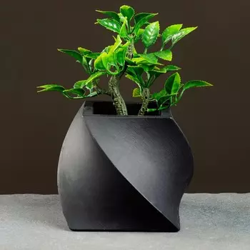 Кашпо башня черное12 х 12 х 10 см