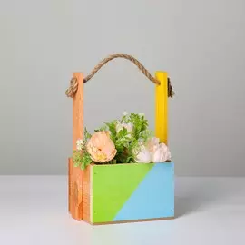 Кашпо деревянное, 15×12×8.5(25) см