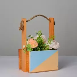 Кашпо деревянное, 15×12×8.5(25) см