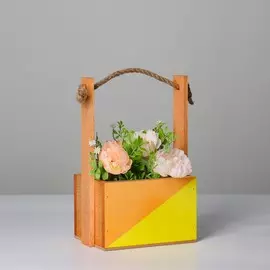 Кашпо деревянное, 15×12×8.5(25) см