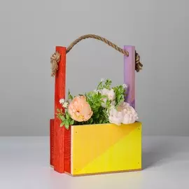 Кашпо деревянное, 15×12×8.5(25) см