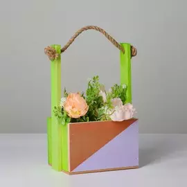 Кашпо деревянное, 15×12×8.5(25) см