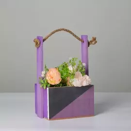 Кашпо деревянное, 15×12×8.5(25) см