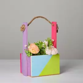 Кашпо деревянное, 15×12×8.5(25) см