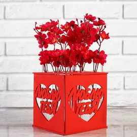 Кашпо деревянное 15×15×15 см с 9 колбами