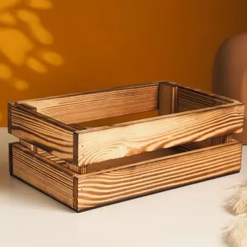 Кашпо для цветов, 261610 см, деревянное, обожженное