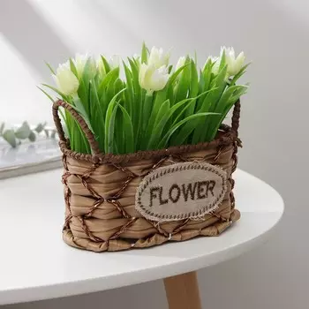 Кашпо для цветов плетеное с ручками доляна