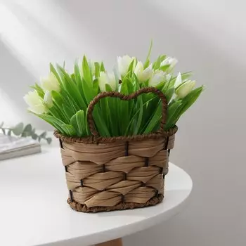 Кашпо для цветов плетеное с ручками доляна