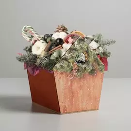 Кашпо-домик массив, ёлки, 15 х 16,5 х 18,5 см