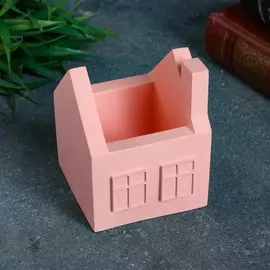 Кашпо домик, розовое, 7 х 8 см