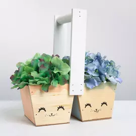 Кашпо двойное с ручкой, массив,