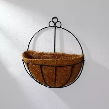 Кашпо настенное, d=25 см, с кокосовым вкладышем,