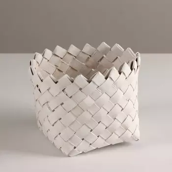 Кашпо плетеное, d14хн11,5см, белый