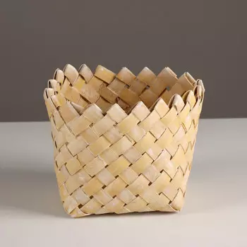 Кашпо плетеное, d14хн11,5см, оранжевый