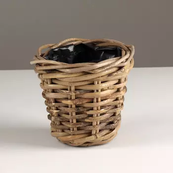 Кашпо плетеное, d14xh13см, серый, ротанг