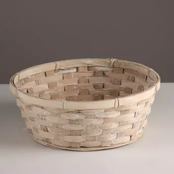 Кашпо плетеное, d25хh10см, белый, бамбук