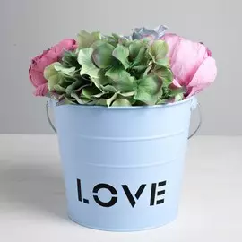 Кашпо подарочное,голубое love, 15,5 х18 см