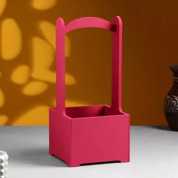 Кашпо - ящик деревянный 13,5х13,5х30 см бордо